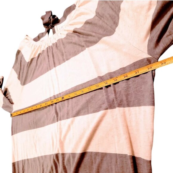 ANN TAYLOR Loft Top, Gray White Striped Linen Blend 3/4 Sleeve Career Office, M - Picture 9 of 11